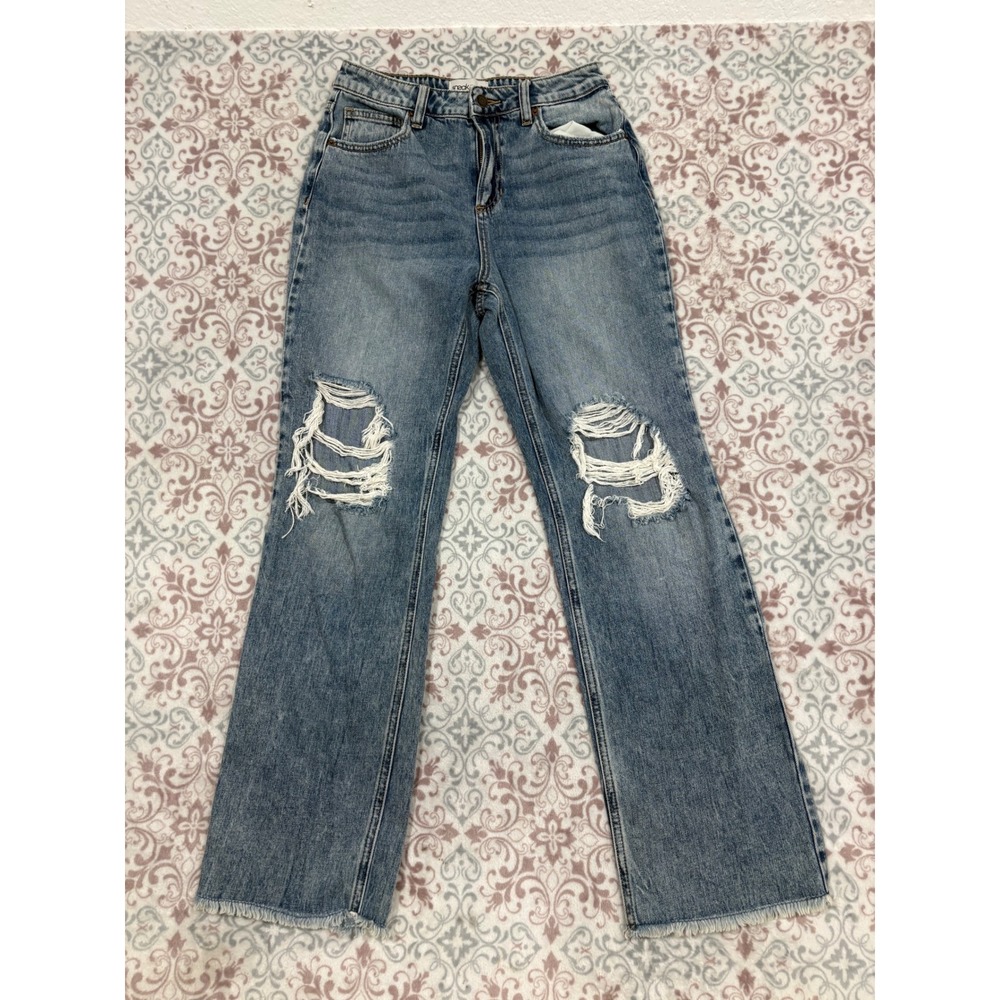 Sneak Peek Vintage Distressed High Rise Straight Leg Jeans Blue Size 25
